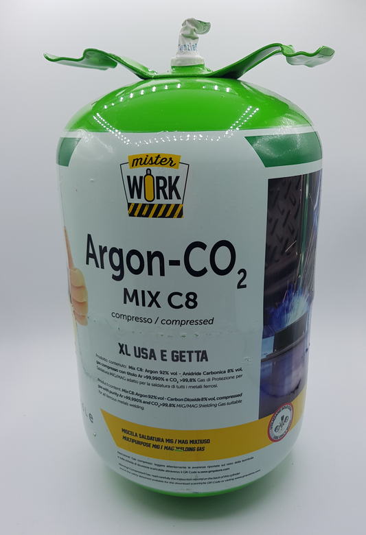 Bombola  Miscela per saldatura  Argon -  CO2  8%  13,6 lt  usa e getta